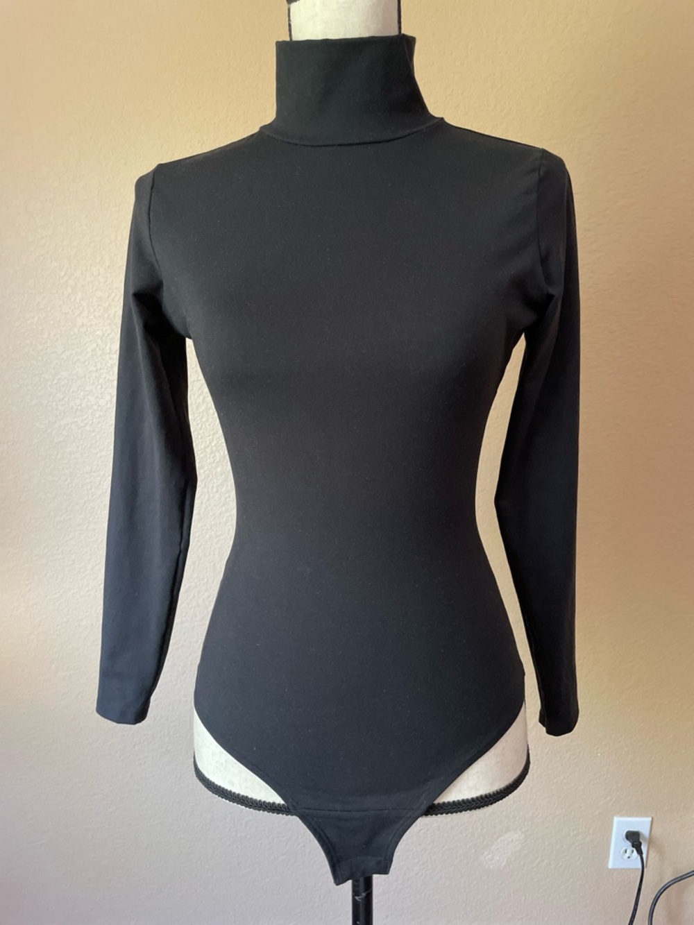 SPANX Black Long-Sleeve Turtleneck Bodysuit S
